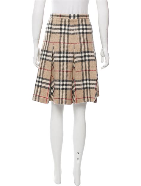 burberry check pleated skirt|Burberry Check wool pleated skirt.